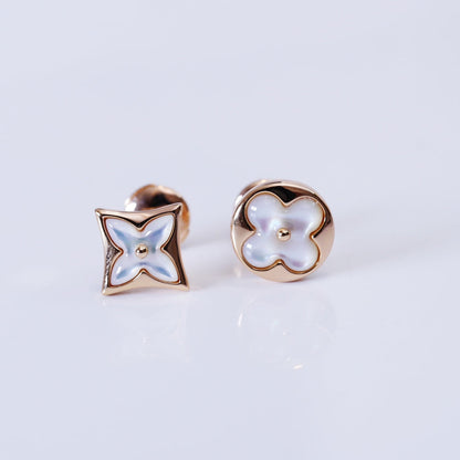 [Am jewelry]STAR AND SUN PINK GOLD MOP STUD EARRINGS