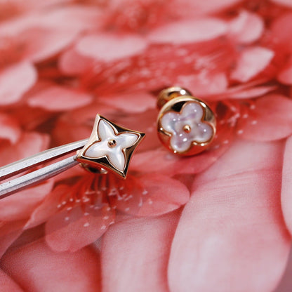 [Am jewelry]STAR AND SUN PINK GOLD MOP STUD EARRINGS