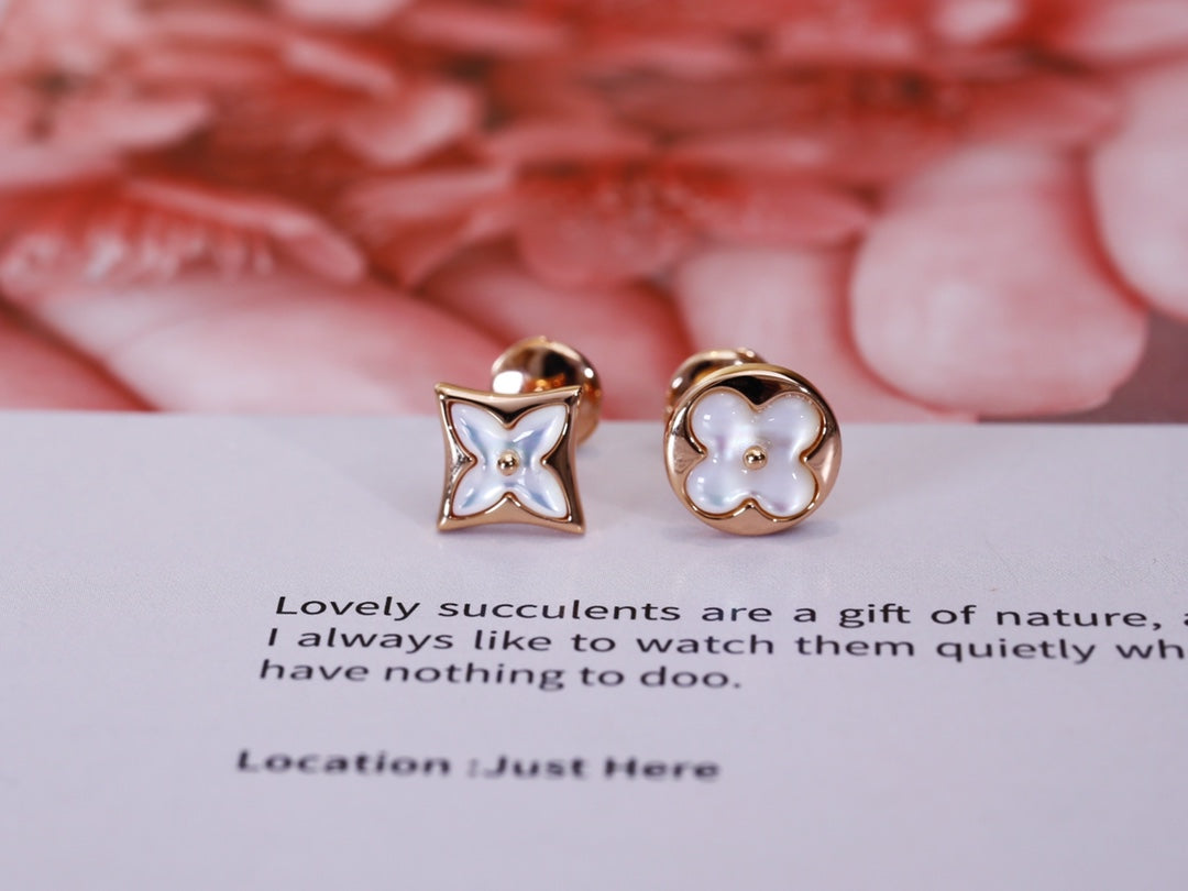 [Am jewelry]STAR AND SUN PINK GOLD MOP STUD EARRINGS