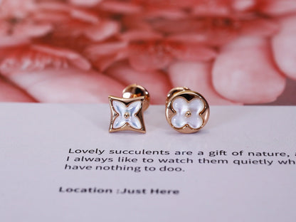 [Am jewelry]STAR AND SUN PINK GOLD MOP STUD EARRINGS