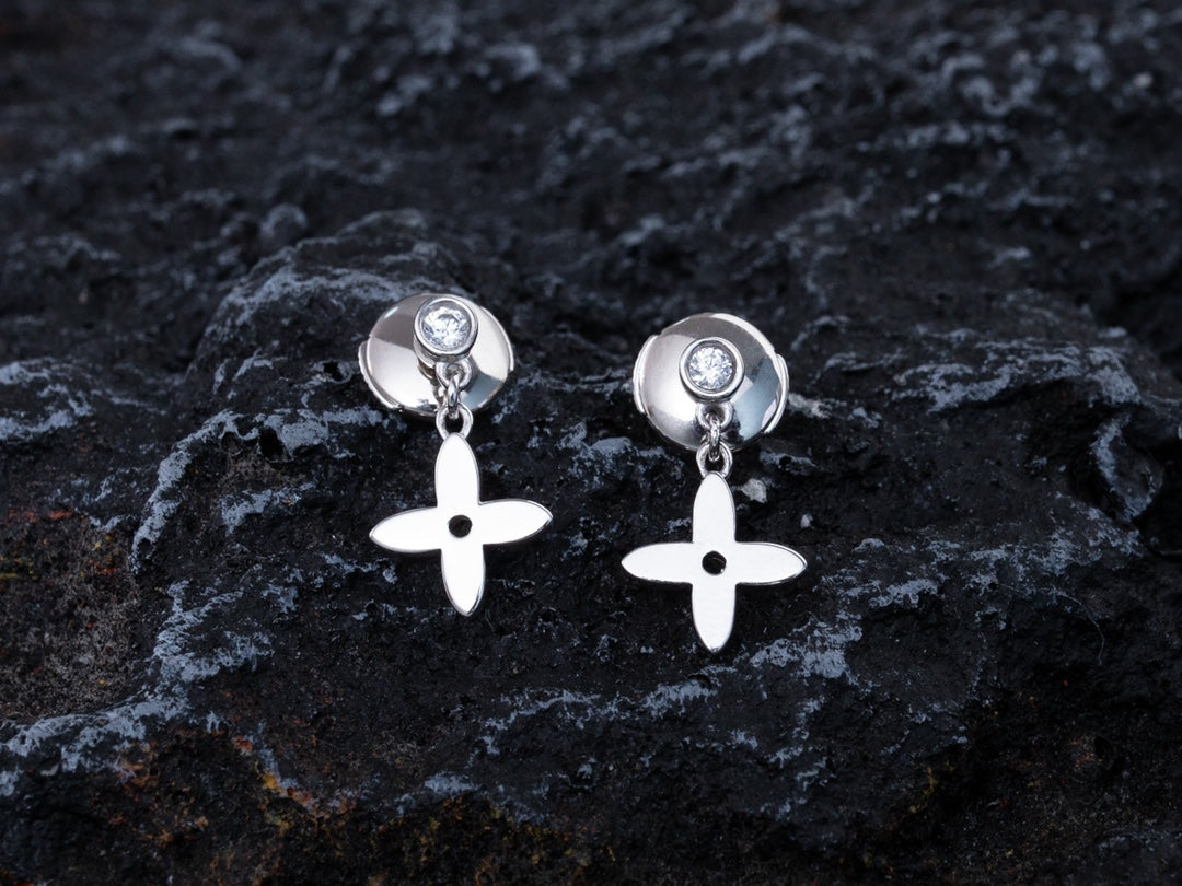 [Am jewelry]VIDYLLE SILVER DIAMOND MINI DROP EARRINGS