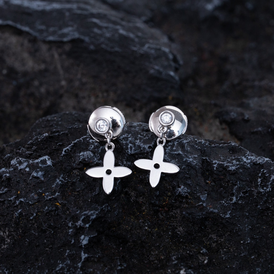[Am jewelry]VIDYLLE SILVER DIAMOND MINI DROP EARRINGS