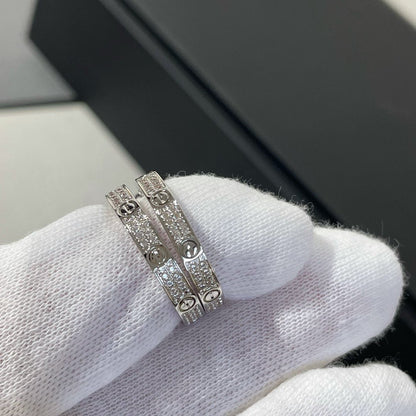 [Am jewelry]LOVE DIAMOND SILVER HOOP EARRINGS