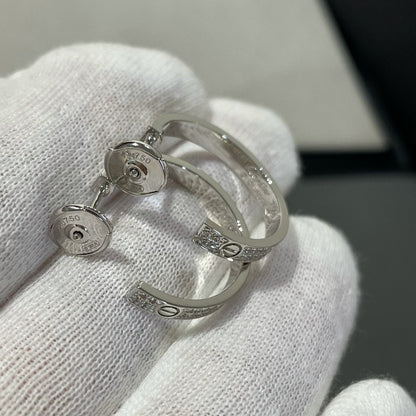 [Am jewelry]LOVE DIAMOND SILVER HOOP EARRINGS