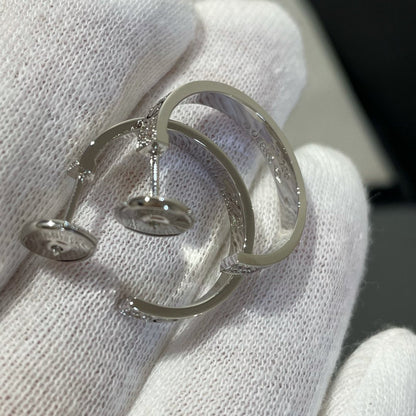 [Am jewelry]LOVE DIAMOND SILVER HOOP EARRINGS