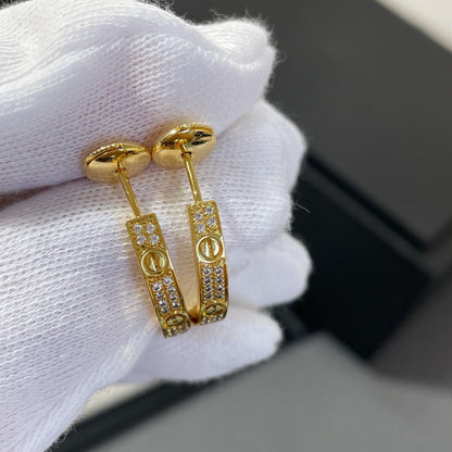 [Am jewelry]LOVE DIAMOND GOLD HOOP EARRINGS