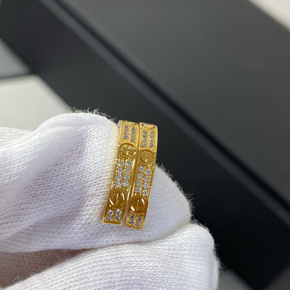 [Am jewelry]LOVE DIAMOND GOLD HOOP EARRINGS
