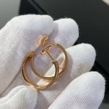 [Am jewelry]LOVE DIAMOND PINK GOLD HOOP EARRINGS