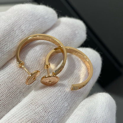 [Am jewelry]LOVE DIAMOND PINK GOLD HOOP EARRINGS