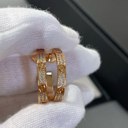 [Am jewelry]LOVE DIAMOND PINK GOLD HOOP EARRINGS