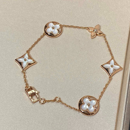 [Am jewelry]STAR AND SUN 5 MOTIF MOP PINK GOLD BRACELET