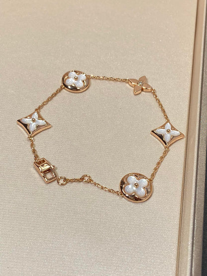 [Am jewelry]STAR AND SUN 5 MOTIF MOP PINK GOLD BRACELET