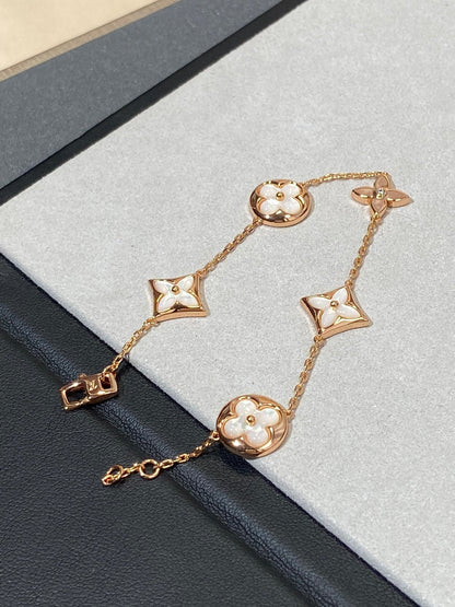 [Am jewelry]STAR AND SUN 5 MOTIF MOP PINK GOLD BRACELET