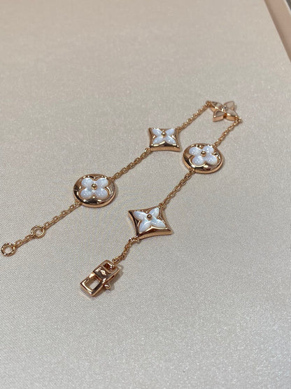 [Am jewelry]STAR AND SUN 5 MOTIF MOP PINK GOLD BRACELET