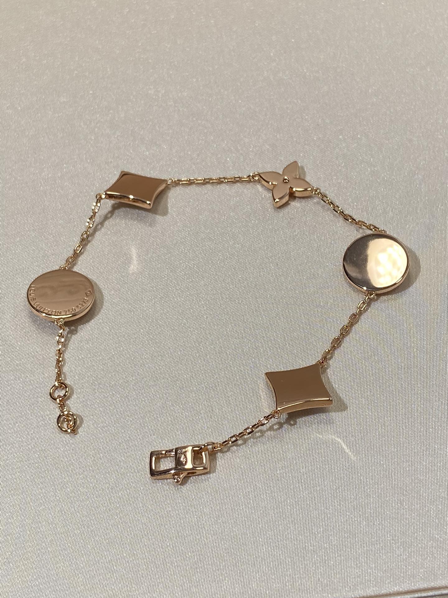 [Am jewelry]STAR AND SUN 5 MOTIF MOP PINK GOLD BRACELET