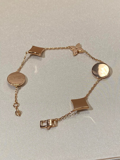[Am jewelry]STAR AND SUN 5 MOTIF MOP PINK GOLD BRACELET