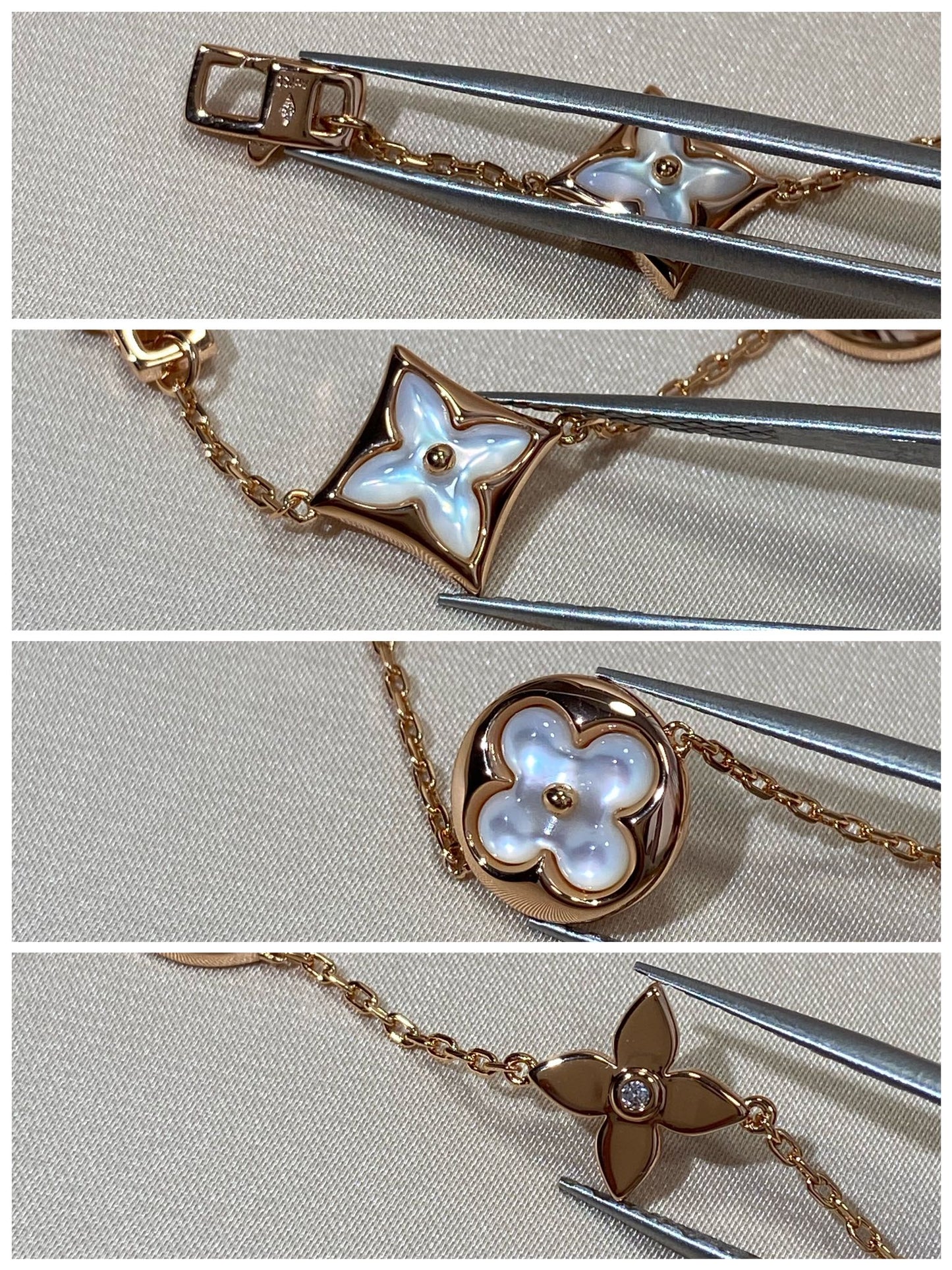 [Am jewelry]STAR AND SUN 5 MOTIF MOP PINK GOLD BRACELET