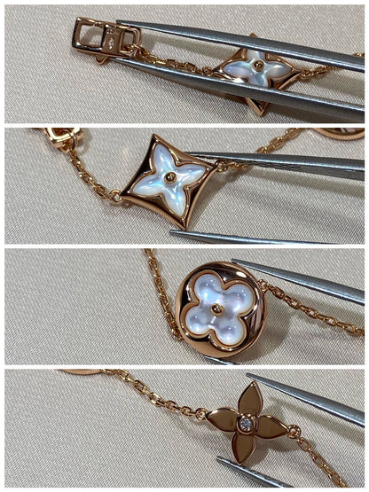 [Am jewelry]STAR AND SUN 5 MOTIF MOP PINK GOLD BRACELET
