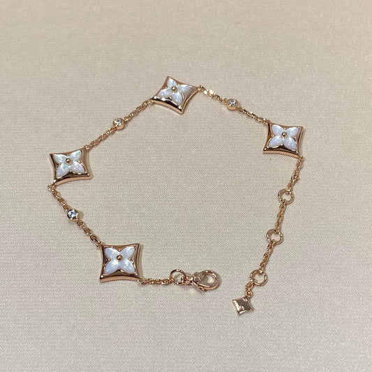 [Am jewelry]STAR 4 MOTIF MOP DIAMOND PINK GOLD BRACELET