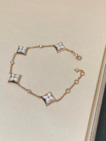 [Am jewelry]STAR 4 MOTIF MOP DIAMOND PINK GOLD BRACELET