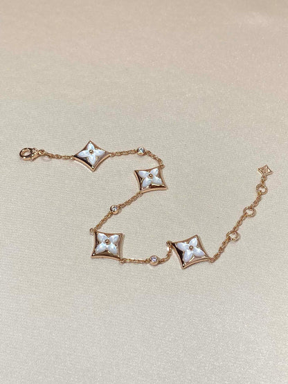 [Am jewelry]STAR 4 MOTIF MOP DIAMOND PINK GOLD BRACELET