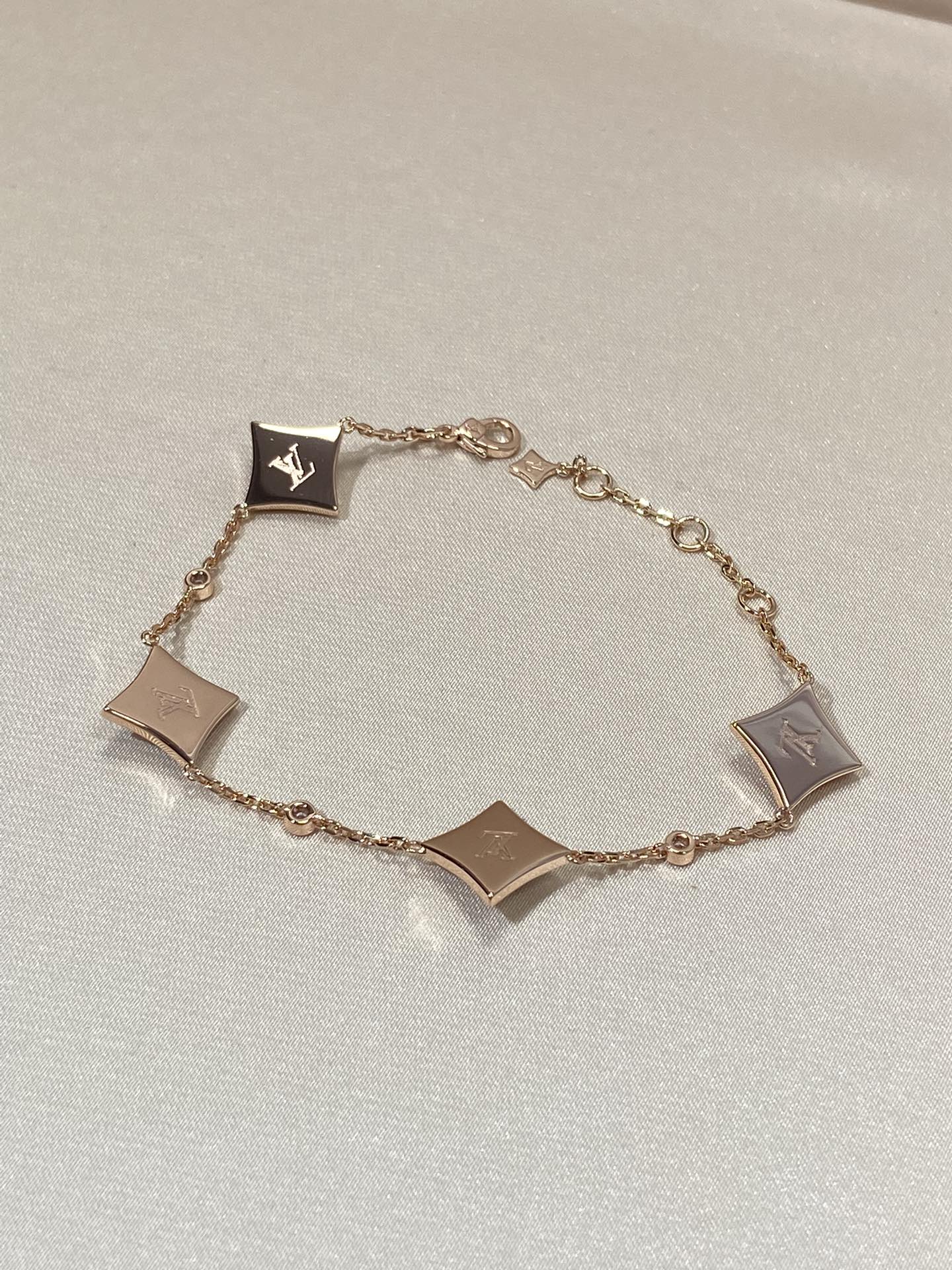 [Am jewelry]STAR 4 MOTIF MOP DIAMOND PINK GOLD BRACELET