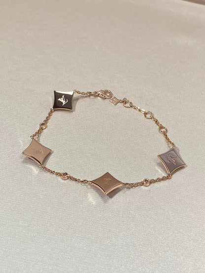 [Am jewelry]STAR 4 MOTIF MOP DIAMOND PINK GOLD BRACELET