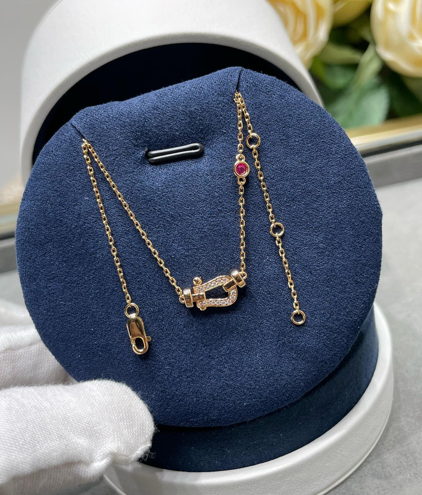 [Am jewelry]FORCE 10 DIAMOND PINK GOLD NECKLACE