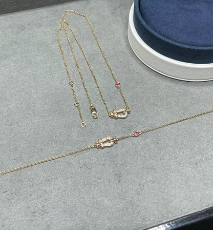 [Am jewelry]FORCE 10 DIAMOND PINK GOLD NECKLACE