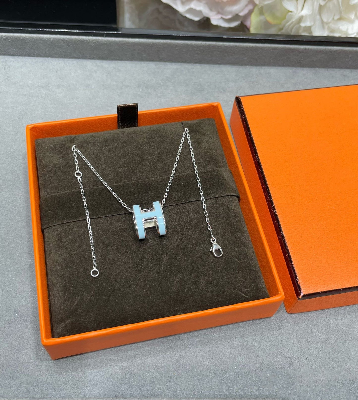 [Am jewelry]POP H SKY BLUE NECKLACE