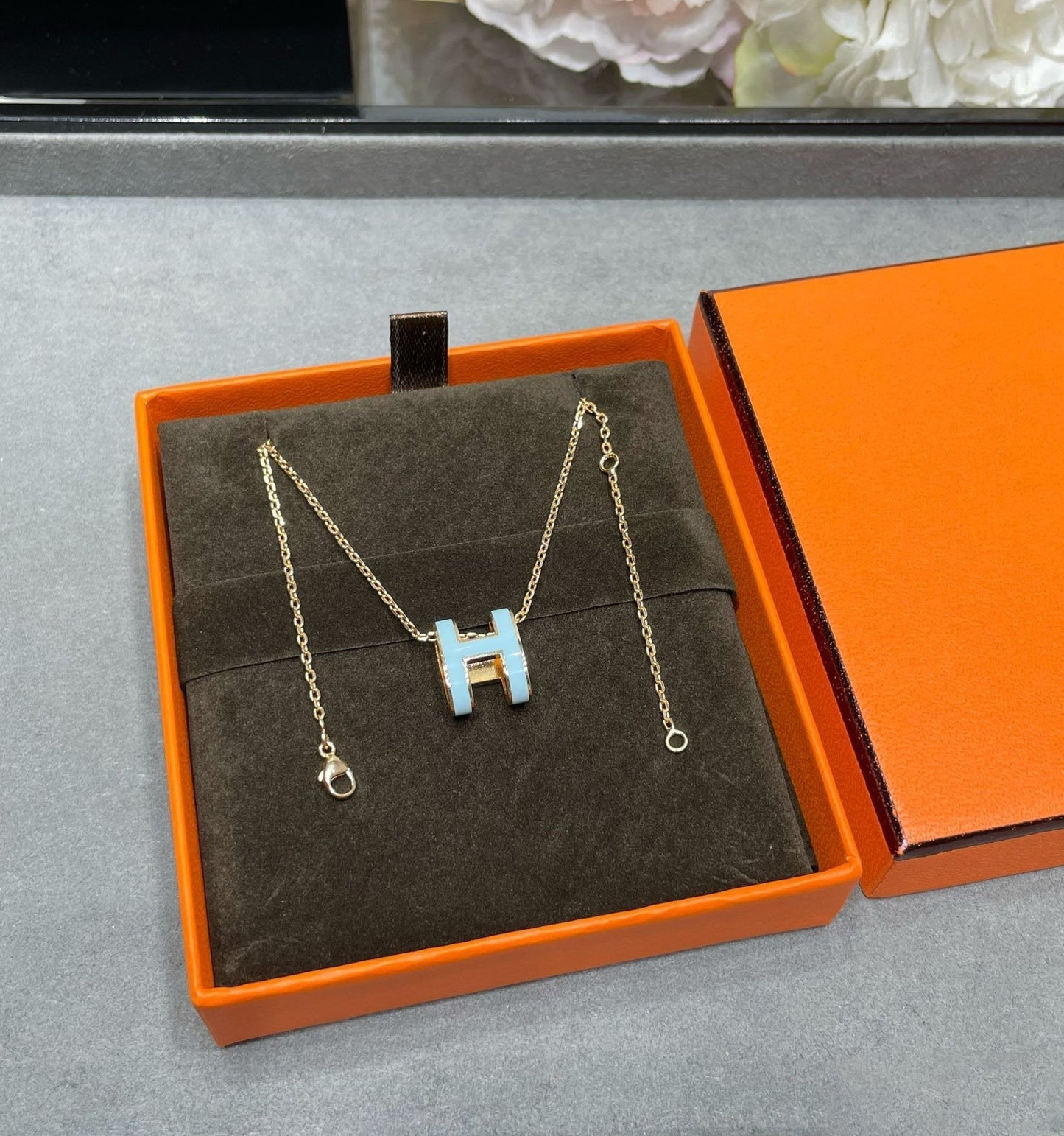 [Am jewelry]POP H SKY BLUE NECKLACE