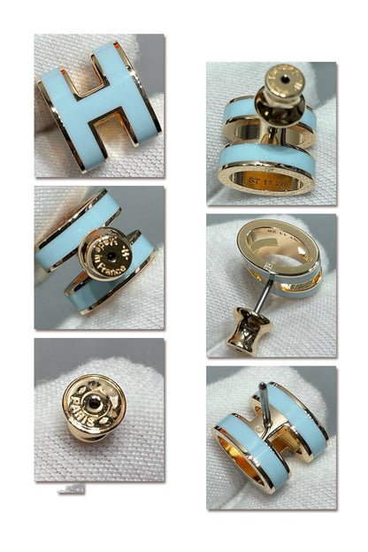 [Am jewelry]POP H SKY BLUE STUD EARRINGS