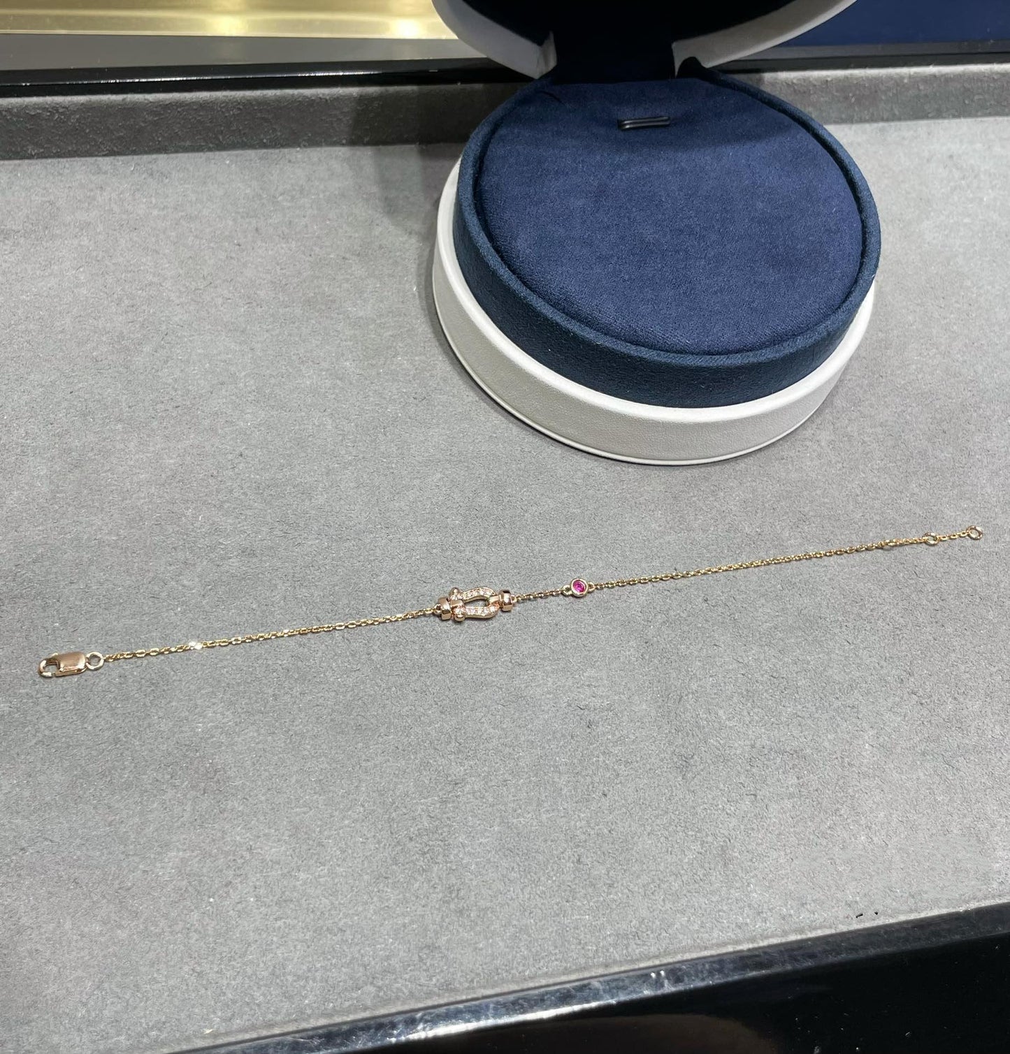 [Am jewelry]FORCE 10 DIAMOND CHAIN LINK PINK GOLD BRACELET