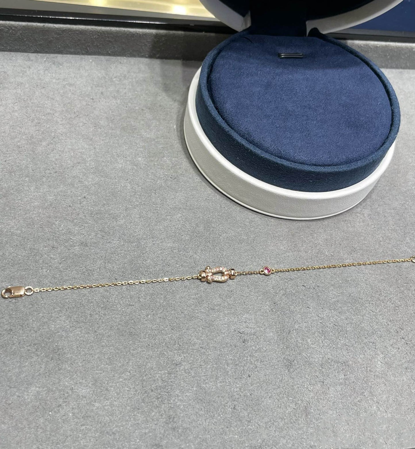 [Am jewelry]FORCE 10 DIAMOND CHAIN LINK PINK GOLD BRACELET