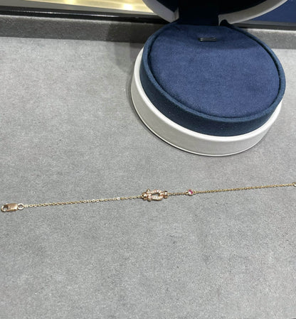 [Am jewelry]FORCE 10 DIAMOND CHAIN LINK PINK GOLD BRACELET