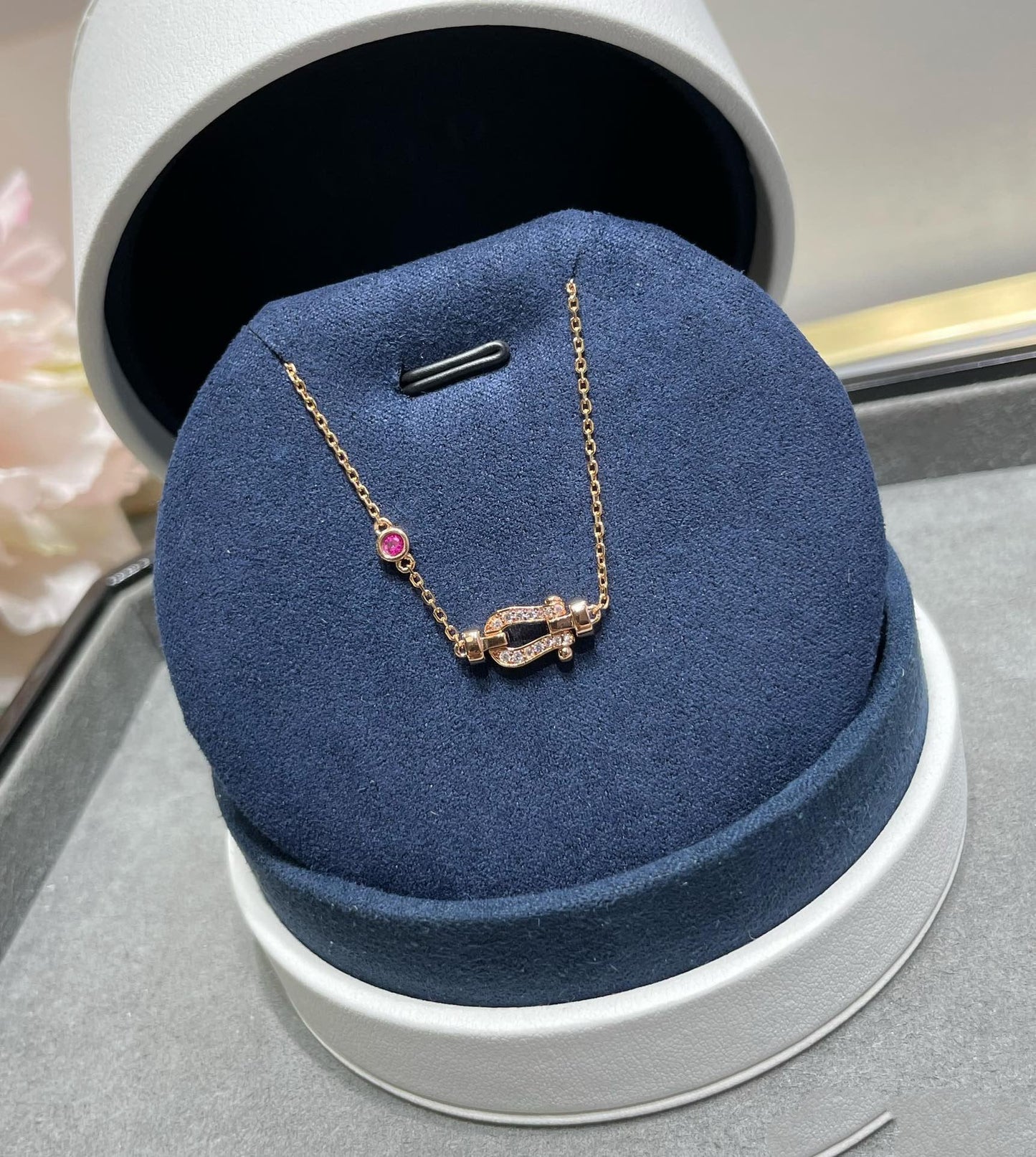 [Am jewelry]FORCE 10 DIAMOND CHAIN LINK PINK GOLD BRACELET