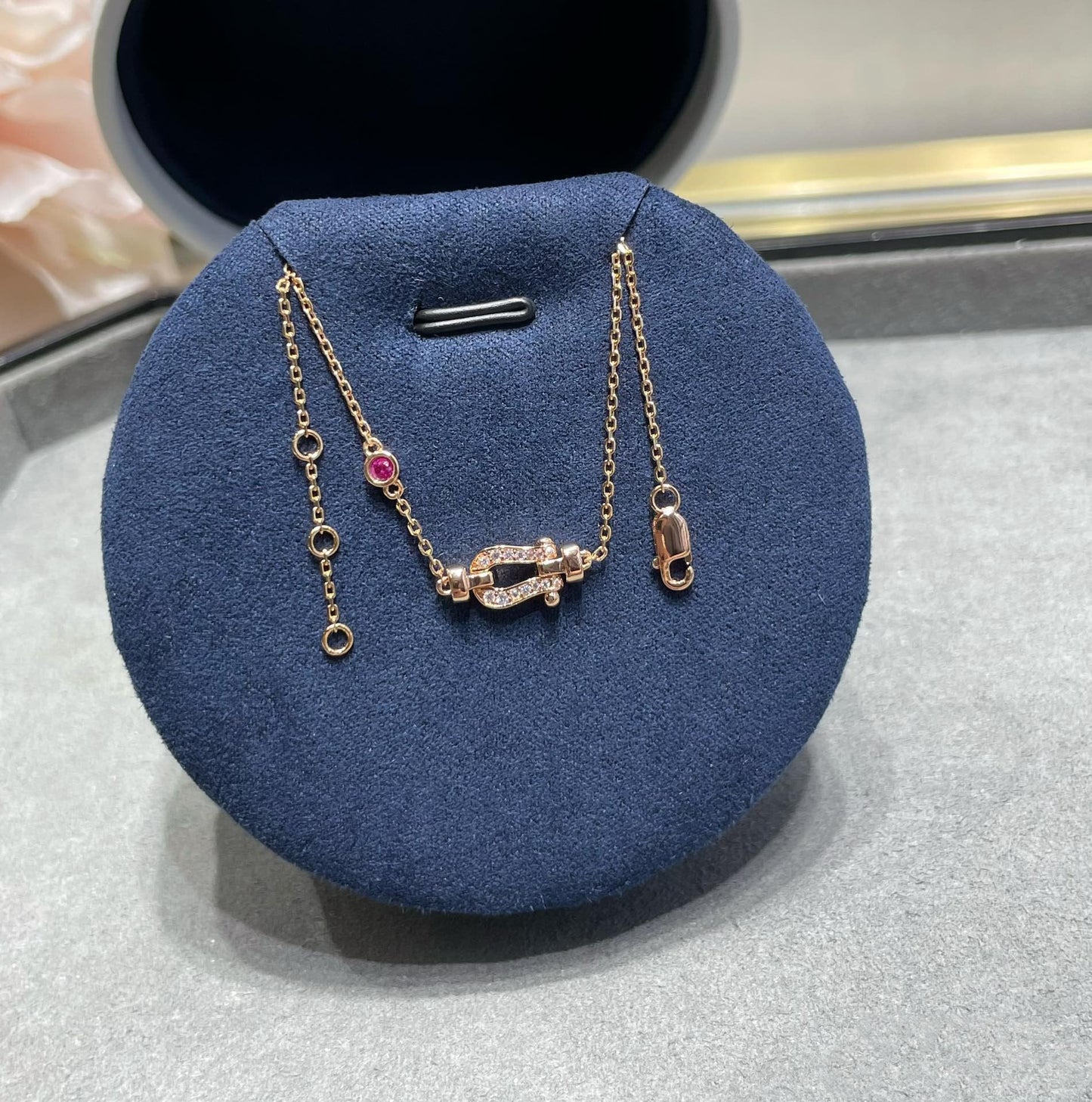 [Am jewelry]FORCE 10 DIAMOND CHAIN LINK PINK GOLD BRACELET