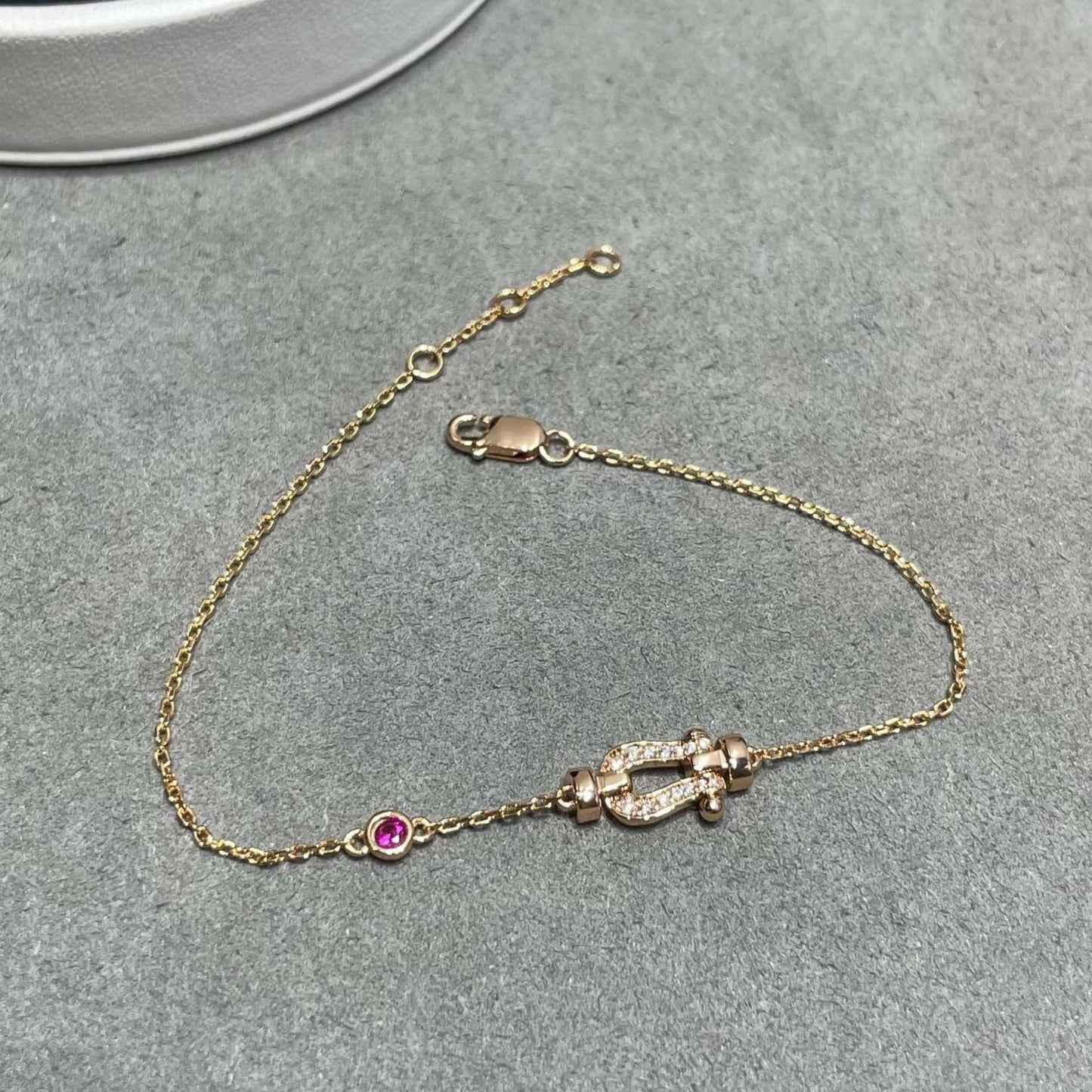 [Am jewelry]FORCE 10 DIAMOND CHAIN LINK PINK GOLD BRACELET