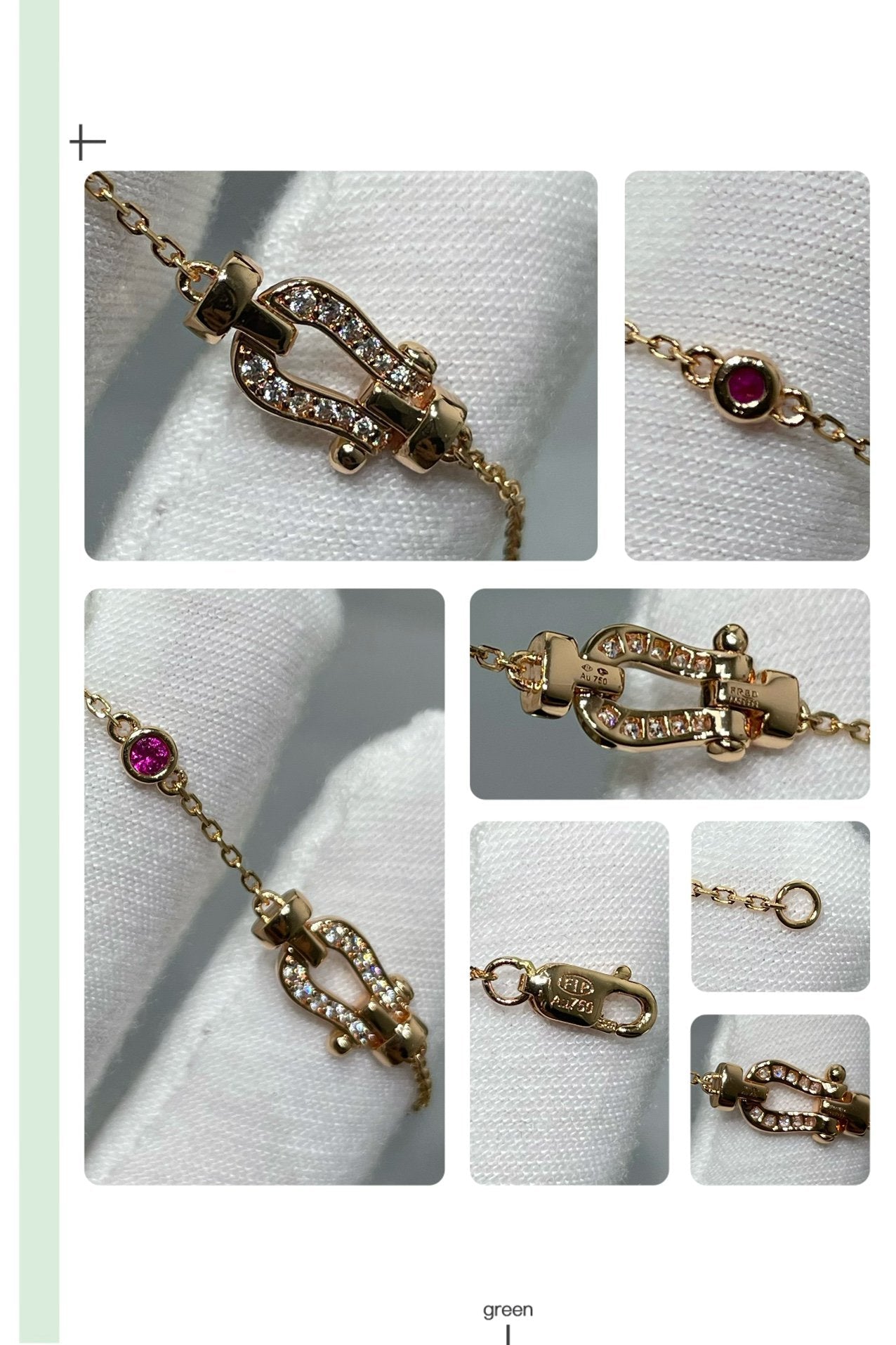 [Am jewelry]FORCE 10 DIAMOND CHAIN LINK PINK GOLD BRACELET