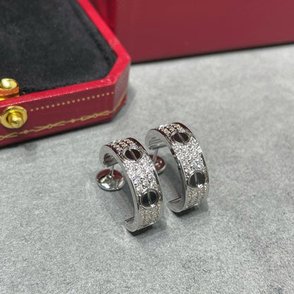 [Am jewelry]LOVE CERAMIC DIAMOND PAVED SILVER EARRINGS