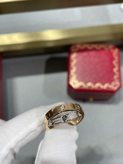 [Am jewelry]LOVE PINK GOLD SILVER DIAMOND DOUBLE RING