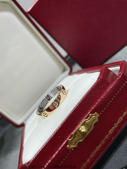 [Am jewelry]LOVE PINK GOLD SILVER DIAMOND DOUBLE RING