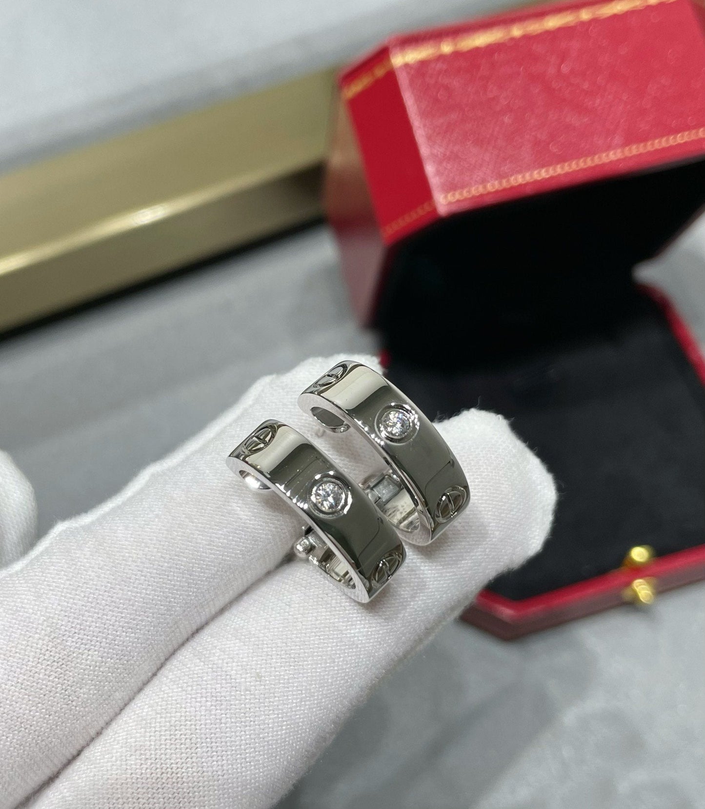 [Am jewelry]LOVE 5.5MM 1 DIAMOND EARRINGS