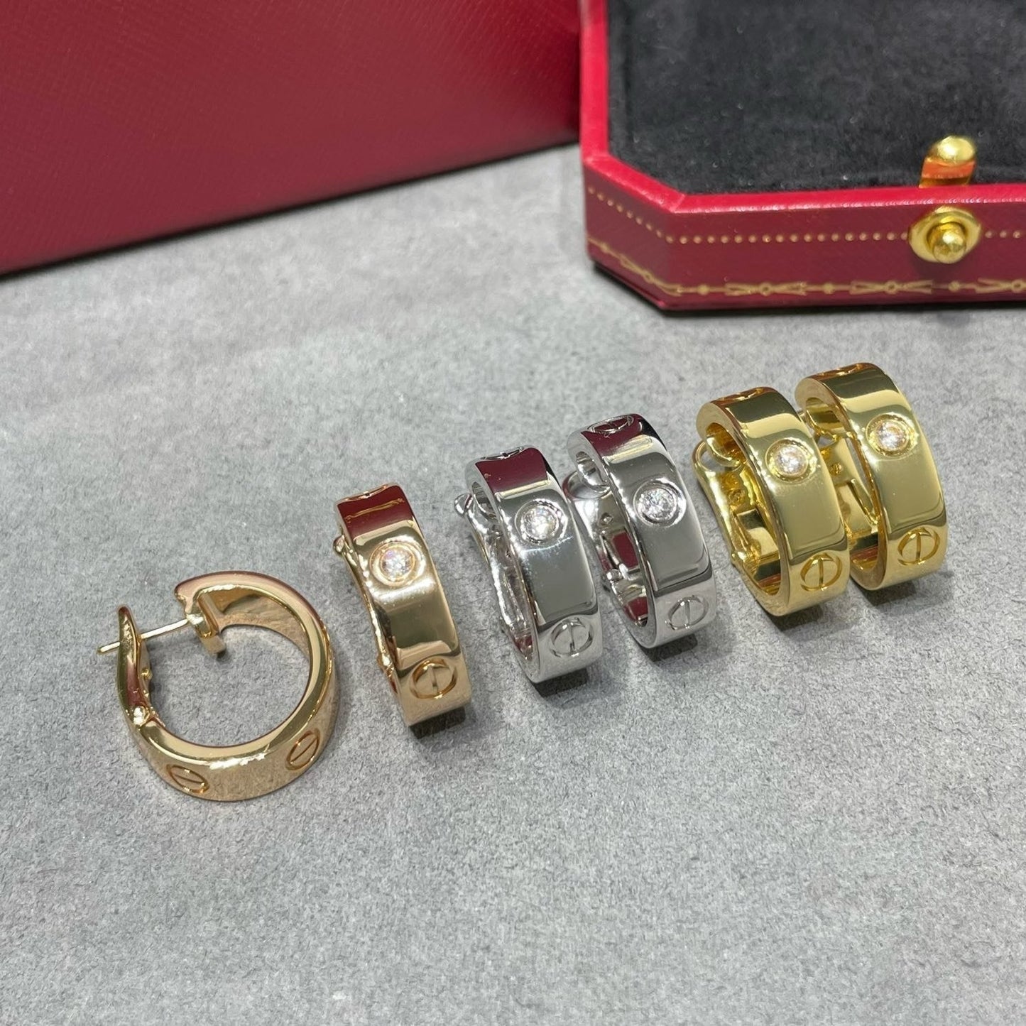 [Am jewelry]LOVE 5.5MM 1 DIAMOND EARRINGS