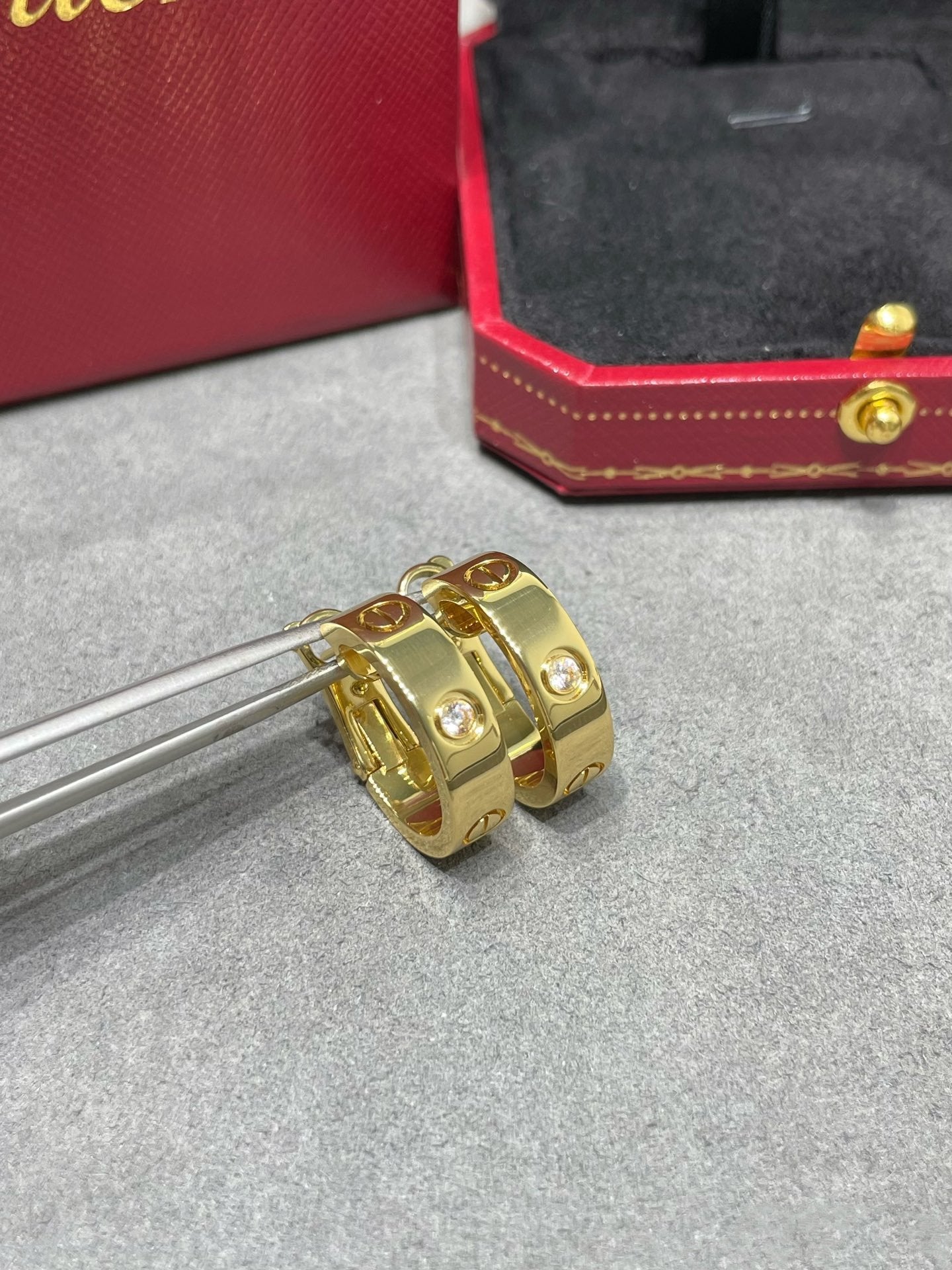 [Am jewelry]LOVE 5.5MM 1 DIAMOND EARRINGS