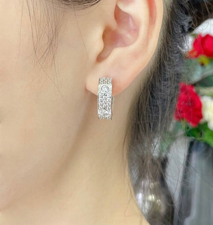 [Am jewelry]LOVE 5.5MM DIAMOND PAVED EARRINGS