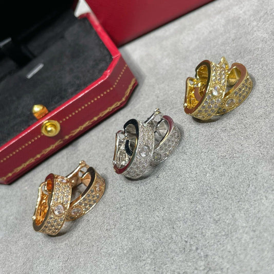 [Am jewelry]LOVE 5.5MM DIAMOND PAVED EARRINGS