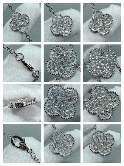 [Am jewelry]CLOVER 6 MOTIF DIAMOND PAVED NECKLACE