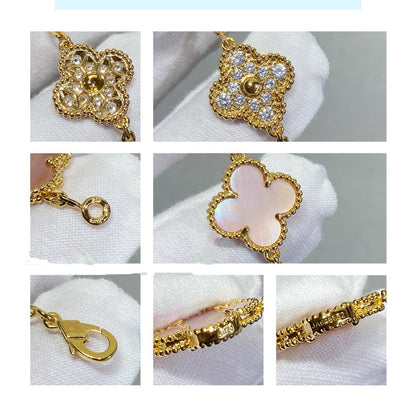 [Am jewelry]CLOVER 5 MOTIF DIAMOND PINK MOP PINK GOLD BRACELET