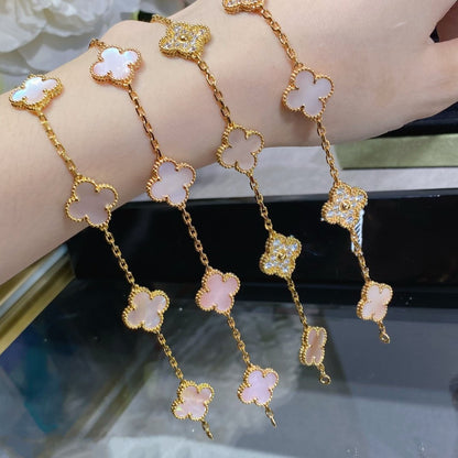 [Am jewelry]CLOVER 5 MOTIF DIAMOND PINK MOP PINK GOLD BRACELET